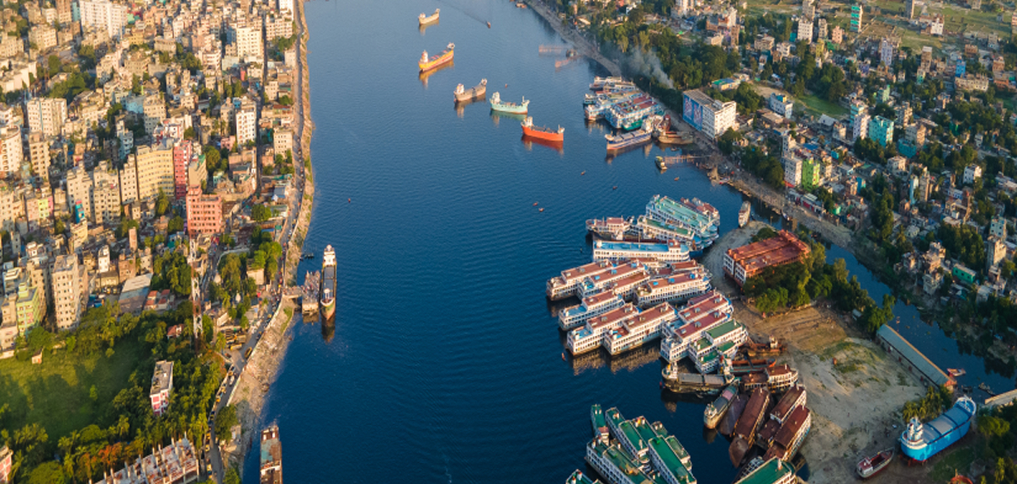 Buriganga river drone shot